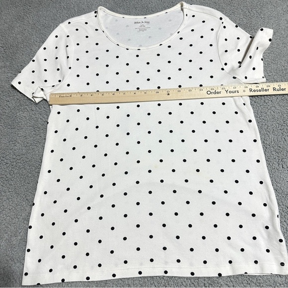 White Stag Polka Dot Tee Shirt Size L (12β14) Black Dot Print Cotton Haiti - Picture 5 of 7